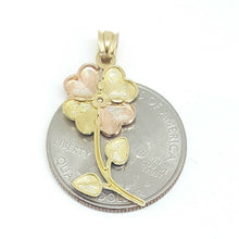 Load image into Gallery viewer, 14k 3 color Gold flower Pendant charm fine jewelry gift for her diamond cut 1.6g
