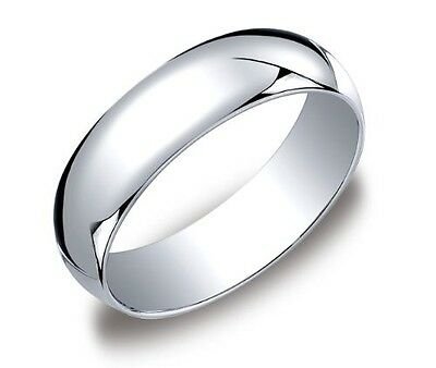 New Mens Womens Solid 14K White Gold Plain Wedding Ring Band jewelry 6MM size 10