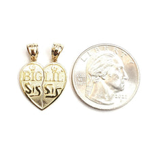 Load image into Gallery viewer, 14k yellow Gold big sis Lil sis heart Pendant charm breakable fine jewelry 2g
