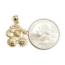 Load image into Gallery viewer, 14k yellow gold sun moon shooting star planets pendant charm fine jewelry 2.1g
