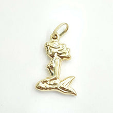Load image into Gallery viewer, 14k yellow Gold hollow full body mermaid Pendant charm fine gift jewelry 1.4g
