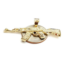 Load image into Gallery viewer, 14k yellow Gold AK-47 machine gun military rifle Pendant charm fine gift 4.3g
