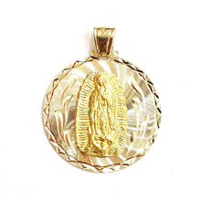 Load image into Gallery viewer, 14k yellow gold round virgin Mary Guadalupe religious pendant diamond cut 7.4g
