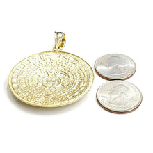 Load image into Gallery viewer, 10k yellow Gold solid Aztec Mayan sun calendar Azteca pendant gift 1.87" 14.2g
