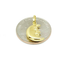 Load image into Gallery viewer, 14k yellow gold 3D hollow moon pendant charm astronomy fine gift jewelry 1.1g
