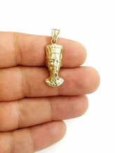 Load image into Gallery viewer, New 10k yellow Gold Egyptian Nefertiti Queen Cleopatra head Pendant jewelry 2.1g
