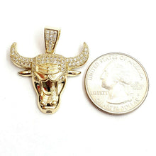 Load image into Gallery viewer, 10k yellow Gold Taurus bull zodiac Pendant cubic zirconia fine gift jewelry 4.6g
