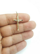 Load image into Gallery viewer, New 10k yellow gold hollow cross Jesus pendant charm fine jewelry religious 1.5g
