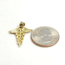 Load image into Gallery viewer, New 10k yellow solid Gold caduceus medical sign Pendant charm fine jewelry 1.1g
