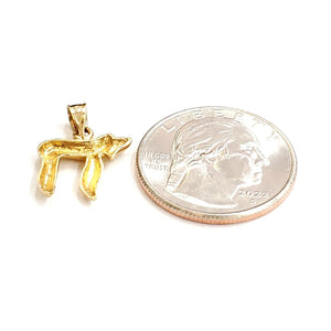 14k yellow gold tiny chai Hay Jewish kabbalah pendant charm fine jewelry 1.3g