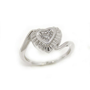 0.14Ct Natural Diamond In 14k white Gold Women's heart Ring fine gift Size 6.75