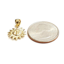 Load image into Gallery viewer, 14k yellow gold solid sun sol pendant charm astrology fine jewelry 0.55" 2.4g
