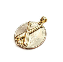 Load image into Gallery viewer, New 14k yellow Gold baseball bat Pendant charm sport game fine jewelry gift 1.7g
