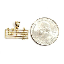 Load image into Gallery viewer, 14k solid yellow Gold music sign note Pendant rectangular fine jewelry gift 1.2g
