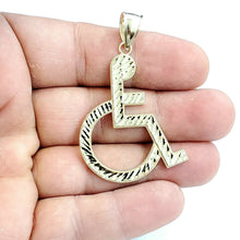 Load image into Gallery viewer, 10k yellow Gold handicap disability Pendant charm diamond cut fine jewelry 3.7g
