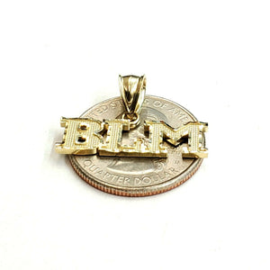 New 10k yellow gold BLM black lives matter pendant charm fine gift unisex 1.6g