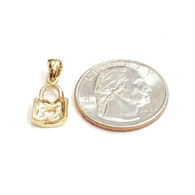 Load image into Gallery viewer, 14KT Yellow Gold tiny padlock with heart pendant charm gift Fine Jewelry 1.3g
