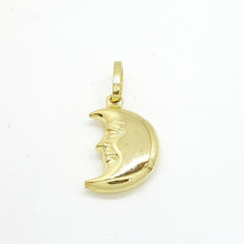 Load image into Gallery viewer, 14k yellow gold 3D hollow moon pendant charm astronomy fine gift jewelry 1.1g
