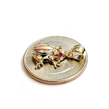 Load image into Gallery viewer, 14k tri color gold frog pendant charm red cubic zirconia gift fine jewelry 2.3g

