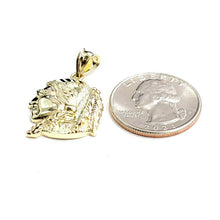Load image into Gallery viewer, New 10k solid yellow Gold Chief face head Pendant diamond cut fine jewelry 2.4g
