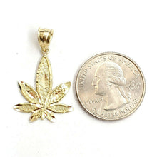 Load image into Gallery viewer, New 10k yellow gold marijuana leaf weed pendant diamond cut medical jewelry 1.6g
