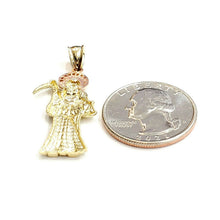 Load image into Gallery viewer, 10k yellow and rose gold Santa muerte holy death Pendant fine gift jewelry 2.4g
