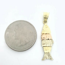 Load image into Gallery viewer, 14k tri color Gold Pisces movable fish zodiac Pendant charm gift jewelry 2.1g
