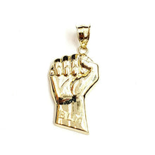 Load image into Gallery viewer, 10k yellow gold fist BLM black lives matter pendant charm jewelry unisex 2.7g

