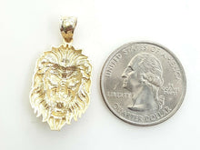 Load image into Gallery viewer, 14k yellow solid Gold lion Leo head face Pendant charm fine gift jewelry 2.7g
