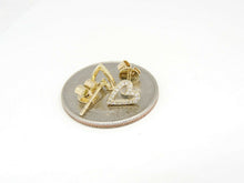 Load image into Gallery viewer, New 14k yellow Gold 0.12Ct Round Diamond heart stud Earrings Push Back Fastening
