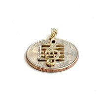 Load image into Gallery viewer, 14k solid yellow Gold music sign note Pendant diamond cut fine jewelry gift 1.2g

