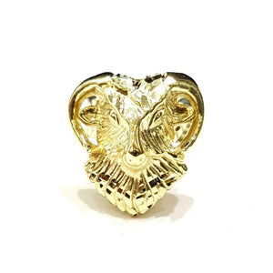 10k yellow gold ram head Aries zodiac men's Ring diamond cut jewelry Size 9.5