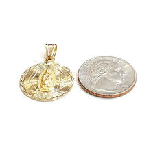 Load image into Gallery viewer, 14k yellow gold round virgin Mary Guadalupe religious pendant diamond cut 2.9g

