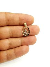 Load image into Gallery viewer, 14k tri color solid Gold oval flower Pendant charm fine women gift jewelry  1g

