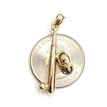 Load image into Gallery viewer, 14k yellow Gold baseball bat hat Pendant charm sport game fine jewelry gift 3.8g
