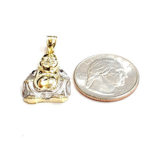 Load image into Gallery viewer, 10k two tone gold buddha Buda Buddah pendant charm religious fine jewelry 2.5g
