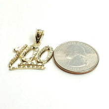 Load image into Gallery viewer, New 10K Solid Yellow Gold Diamond Cut One Hundred 100 Charm Pendant jewelry 2g
