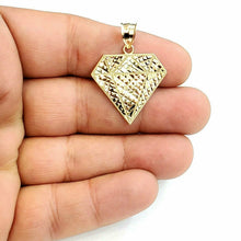 Load image into Gallery viewer, 10k yellow gold diamond shape pendant charm fine gift jewelry diamond cut 2.5g
