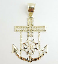 Load image into Gallery viewer, New 10k yellow solid Gold anchor and wheel Pendant charm fine gift jewelry 3.6g
