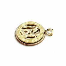 Load image into Gallery viewer, 10k yellow Gold round Aquarius zodiac astrology Pendant charm fine jewelry 2.3g
