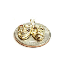 Load image into Gallery viewer, 14k yellow gold happy &amp; sad face theater act mask pendant fine jewelry 2.1g
