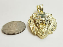 Load image into Gallery viewer, 10k yellow Gold lion head face leo zodiac Pendant charm fine gift jewelry 7.9g
