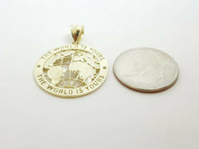 Load image into Gallery viewer, 10k yellow gold round globe planet earth world map pendant fine gift 1.09" 3.1g
