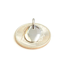 Load image into Gallery viewer, 14k white Gold solid tiny oval name tag engravable Pendant charm shiny gift 1.6g
