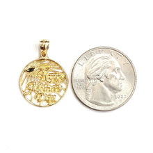 Load image into Gallery viewer, New 14k yellow Gold happy Mothers day round Pendant 0.72" gift fine jewelry 1.9g
