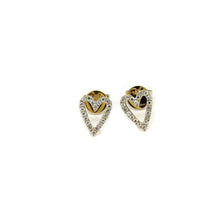 Load image into Gallery viewer, New 14k yellow Gold 0.12Ct Round Diamond heart stud Earrings Push Back Fastening
