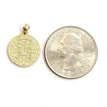 Load image into Gallery viewer, New 10k yellow gold round saint benedict san Benito pendant jewelry 0.58" 1.6g
