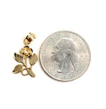 Load image into Gallery viewer, New 14k yellow solid Gold rose flower Pendant charm love fine gift jewelry 1.4g
