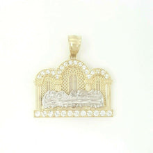 Load image into Gallery viewer, 14k two tone gold last supper pendant charm with zirconia religious jewelry 4.7g
