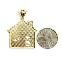Load image into Gallery viewer, New 14k yellow gold trap house pendant charm diamond cut gift fine jewelry 6.6g
